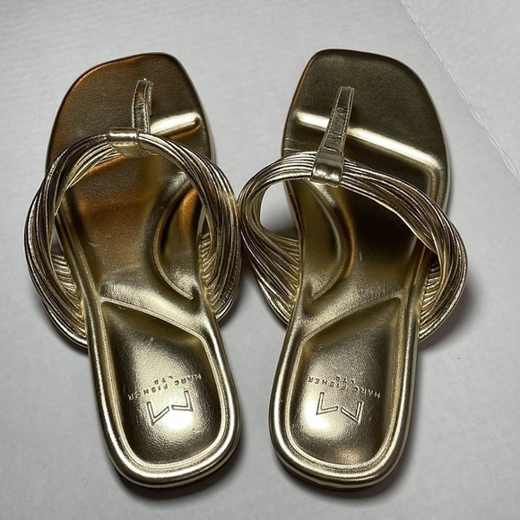 MARC FISHER LTD Tanya Gold Thong Slide Sandals Cushion Sole Flats Flip Flop 7.5 - Picture 4 of 12